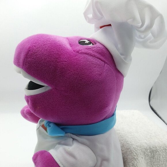 Chef Barney 12 in. Plush Toy Fisher Price Mattel 2017 - Child Hat Not Included - Picture 4 of 11